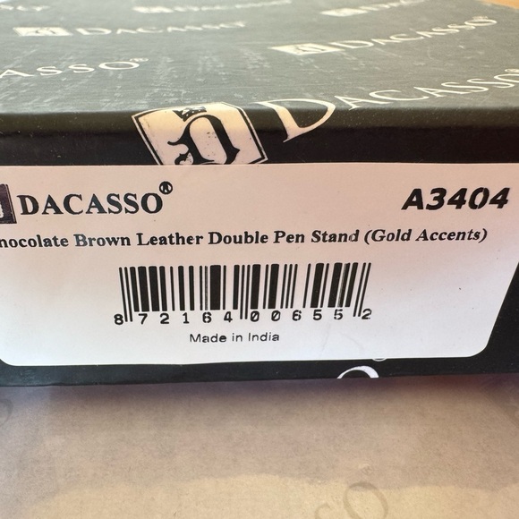 NWT. Executive Dacasso A3004 Leather Double Pen Stand Desk Set, Mocha - Picture 4 of 4